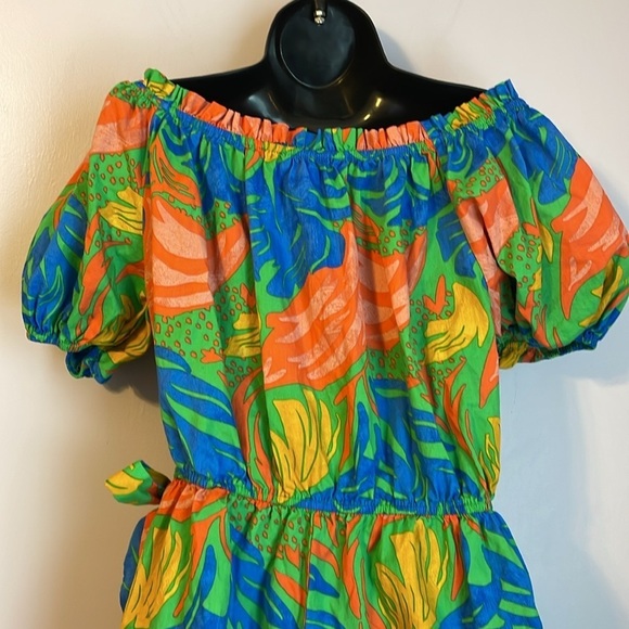 Flying Tomato ALL THE CHEER WOVEN ROMPER in Green size L Faux Wrap Skirt - Picture 12 of 16